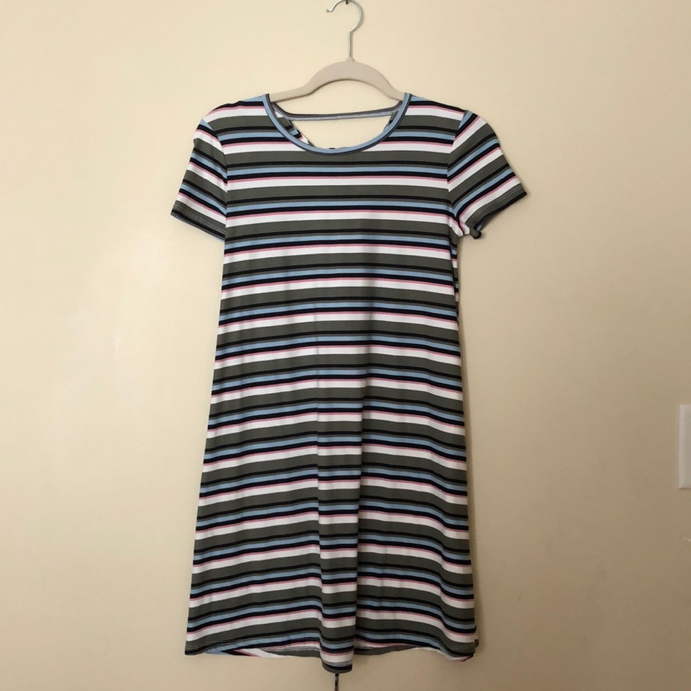 Womens XS Striped Dress With braided back.